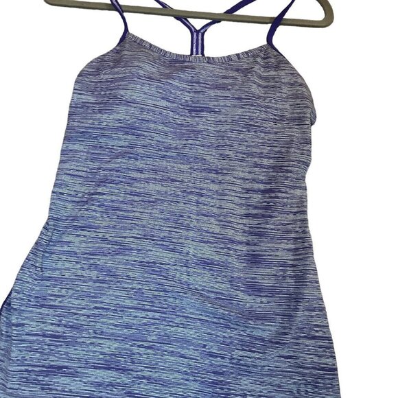 Lululemon Power Yoga Racerback Tank Top Purple Stripe Fitted Built in Bra 2-in-1 - Picture 9 of 9